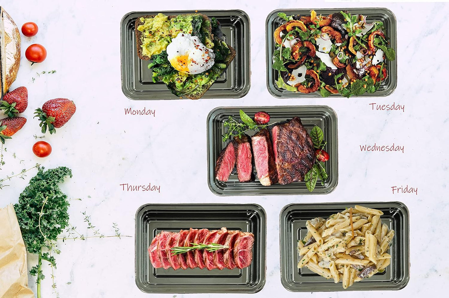 50 sets Rectangle 58oz Meal Prep Containers with lids Microwavable Food Container Plastic BPA Free Rectangle