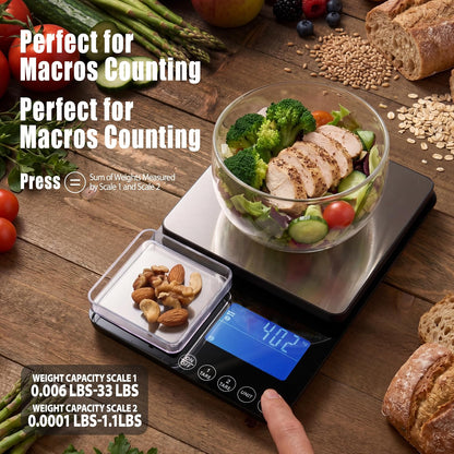 Food Scale 44lb/20kg, Extra-Large Platform Digital Kitchen Scale, 1g/0.1oz High Precision, Stainless Steel/Tempered Glass, Weight Grams and oz for Cooking Baking Meal Prep Sourdough Bread
