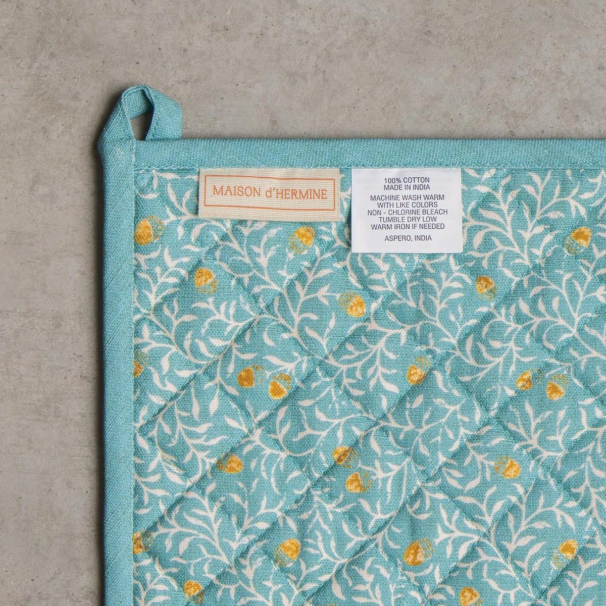 Maison d' Hermine 100% Cotton Oven Mitt & Pot Holder Set (7.5"x13" & 8"x8") - Colors C