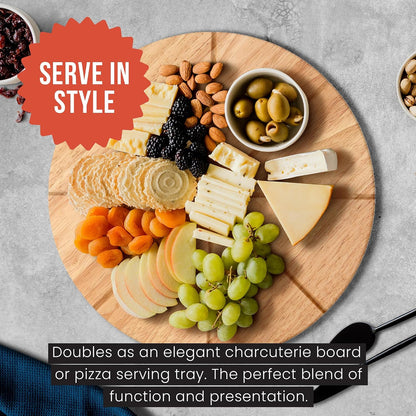 Chef Pomodoro Stainless 14 inch Pizza Cutting Board, Pizza Cutter Combo Set