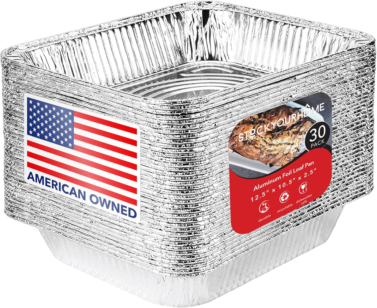 Stock Your Home 9x13 Aluminum Trays with Lids (10 Pack) – Disposable Half Size Deep Pans for Cooking, Storage, BBQ, Grilling, Catering