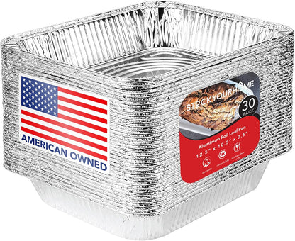 Stock Your Home 9x13 Aluminum Trays with Lids (10 Pack) – Disposable Half Size Deep Pans for Cooking, Storage, BBQ, Grilling, Catering