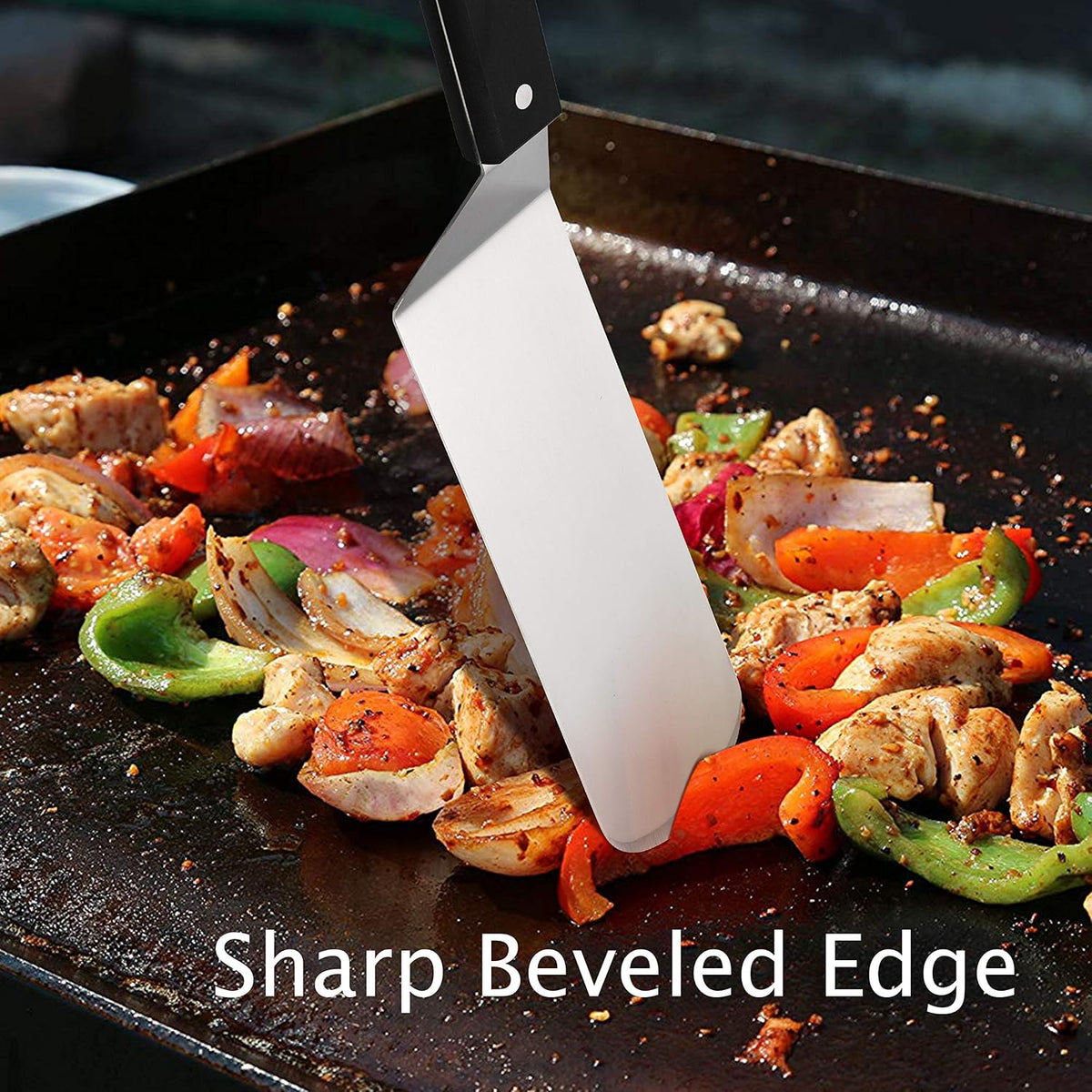Metal Spatula Set, HaSteeL Stainless Steel Griddle Spatula Tools Kit with Wooden Handle, Heavy Duty Long Pancake Flipper Burger Turner for BBQ Teppanyaki Flat Top Grilling Cooking Outdoor & Indoor