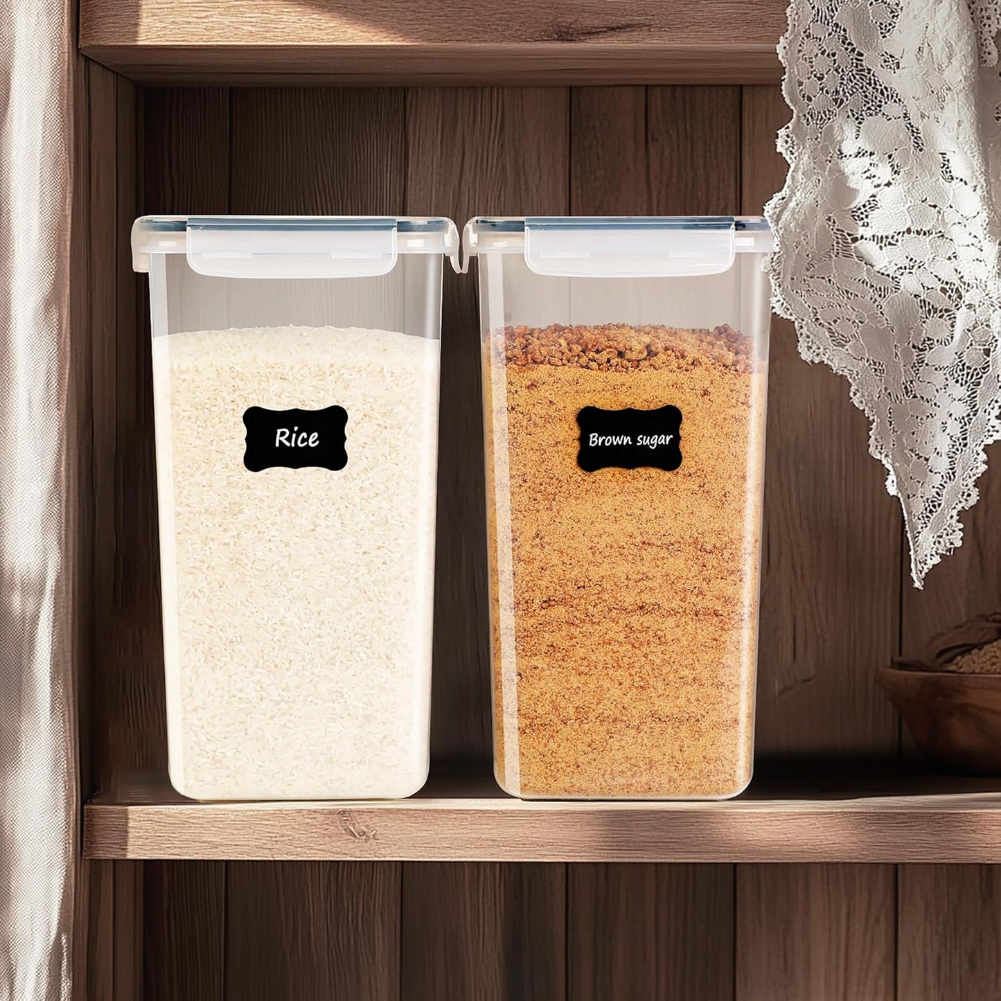 FOOYOO 2 PC Flour Sugar Storage Containers (9.5L | 321 Oz) Extra Large Food Storage Containers with Lids - Airtight Leakproof BPA FREE Flour Container for Rice, Cereal, Sugar