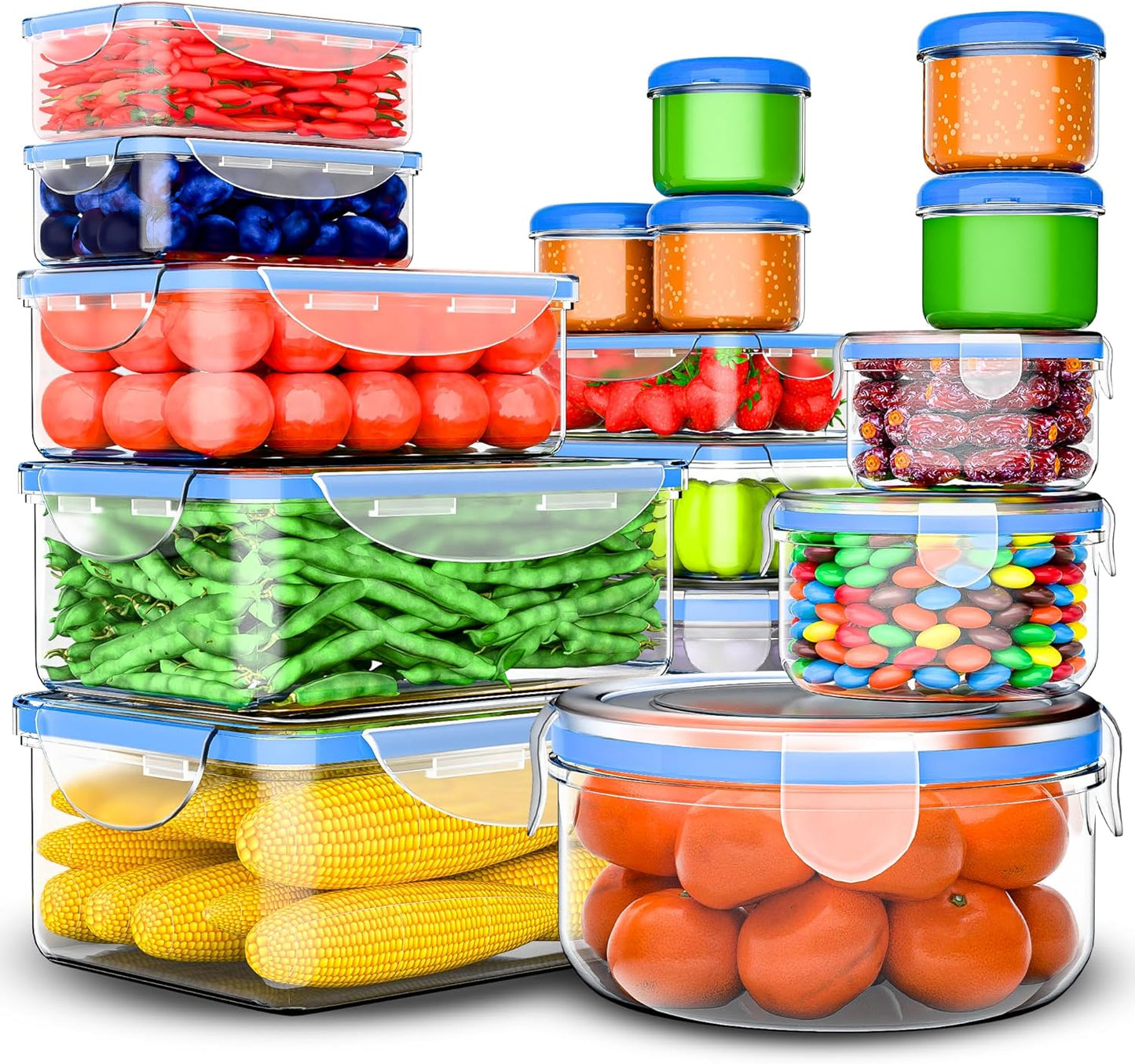 70 Pcs Large Food Storage Containers with Lids Airtight-2500ML to Small Box,Total 22812 ML Stackable Kitchen Bowls Set(35 Containers,35 Lids)-BPA Free Leak proof Plastic Boxes-Microwave safe
