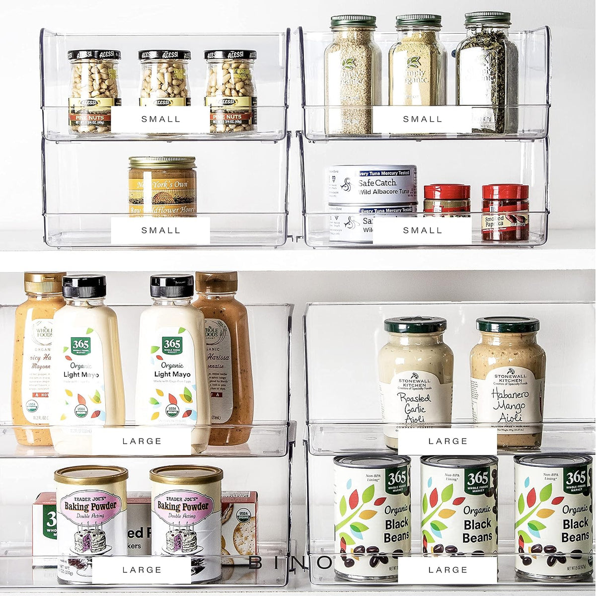 BINO | Stackable Plastic Storage Bins, Large | THE MYRIAD COLLECTION | Multipurpose Bins | Pantry Organizers And Storage | Home Organization Containers | Clear Plastic Fridge Bin | Freezer Organizer