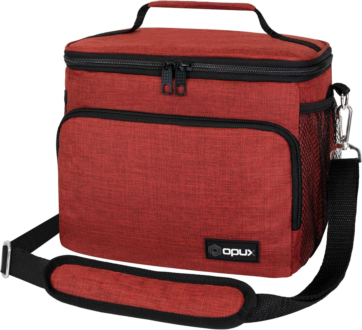 opux Insulated Lunch Bag for Men Women, Large Dual Compartment Cooler Bag, Soft Two Deck Lunch Box for Work School Picnic, Leakproof Lunch Tote with Shoulder Strap for Kid Adult (Purple, Double Deck)