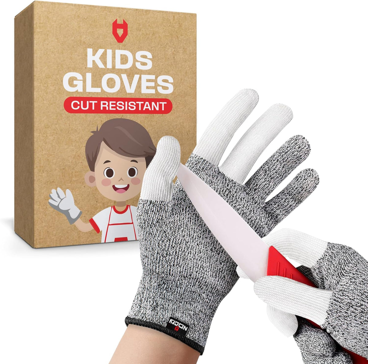 NoCry Kids Cutting Gloves, XS (8-12 Years) — 100% Food Grade and Level 5 Protection — Comfortable and Lightweight, Yet Tough — Ambidextrous — Ideal for Fishing, Wood Carving and Whittling