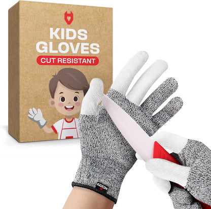 NoCry Kids Cutting Gloves, XS (8-12 Years) — 100% Food Grade and Level 5 Protection — Comfortable and Lightweight, Yet Tough — Ambidextrous — Ideal for Fishing, Wood Carving and Whittling