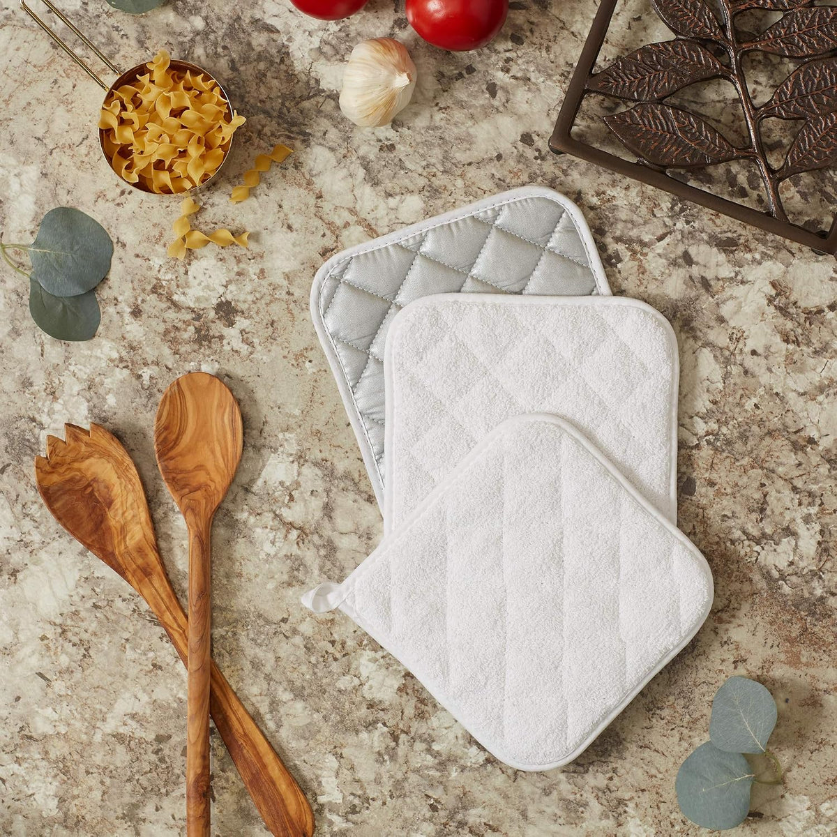 DII Basic Terry Collection Quilted 100% Cotton, Pan Handle, Nautical Blue