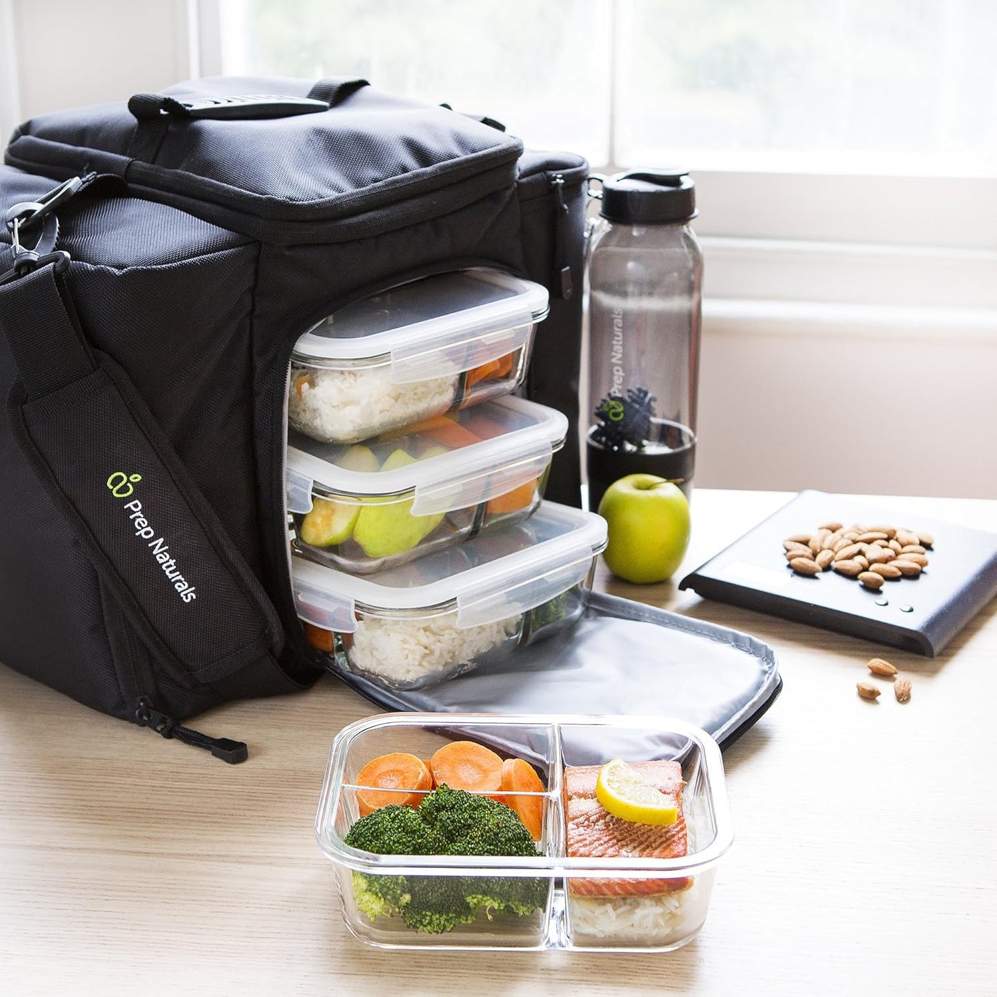 PrepNaturals 5 Pack 30 Oz Glass Meal Prep Containers - Dishwasher Microwave Freezer Oven Safe - Glass Storage Containers with Lids (Multi-Compartment)