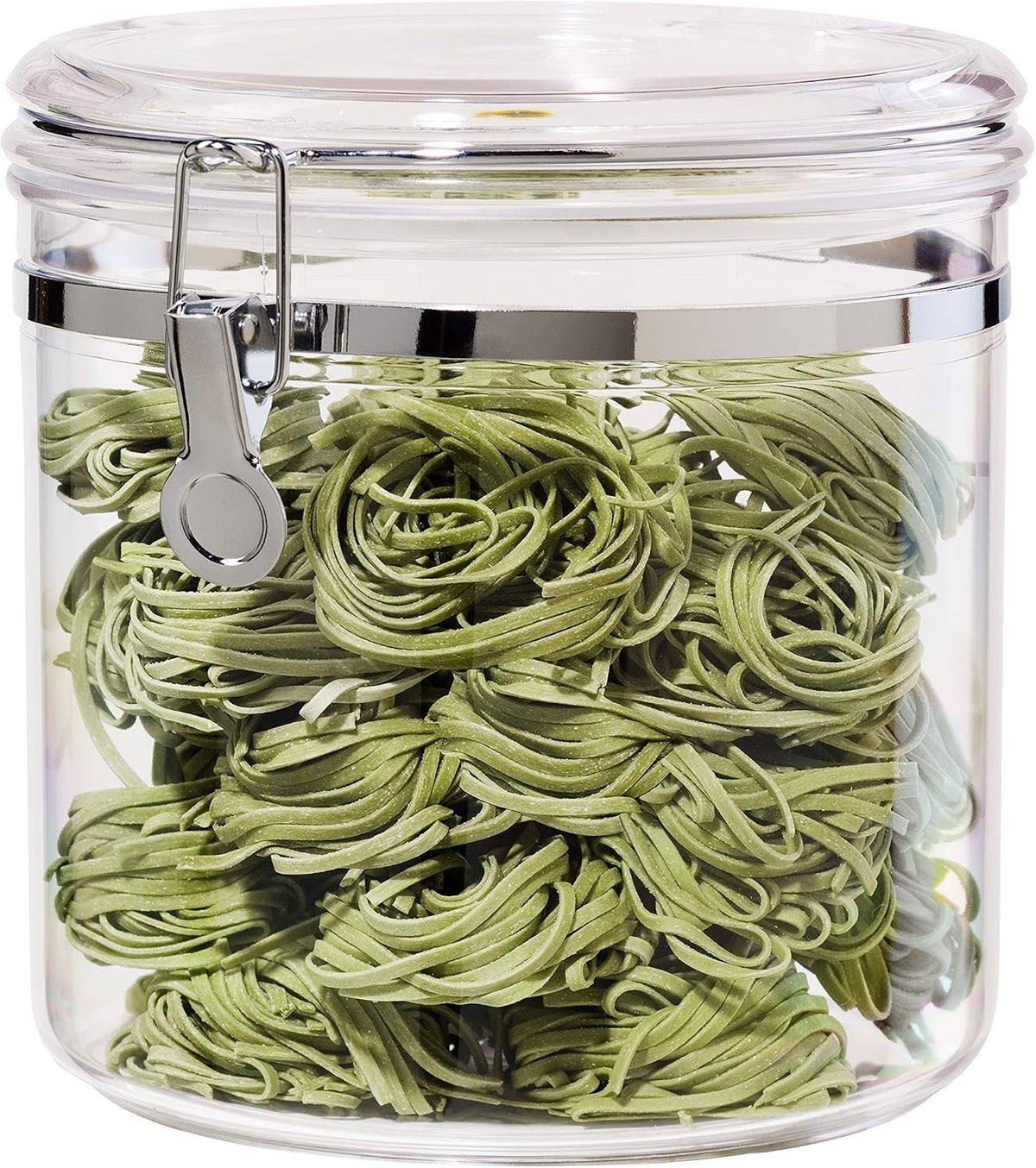 Oggi Clear Canister with Clamp Lid, 28 oz - Large Airtight Food Storage Container, for Kitchen & Pantry Storage of Bulk, Dry Foods Including Pasta, Flour, Sugar, Coffee, Rice, Tea, Spices & Herbs