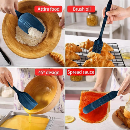 Silicone Marbled Spatula Set of 6, Black | 446F Heat-Resistant, One-Piece Steel Core, Non-Stick, Dishwasher Safe
