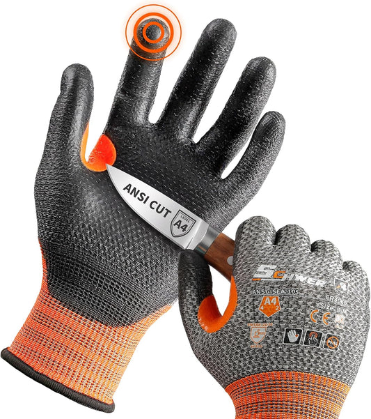Schwer 12 Pairs A4 Cut Resistant Work Gloves, Reinforced Thumb, CR3066, L