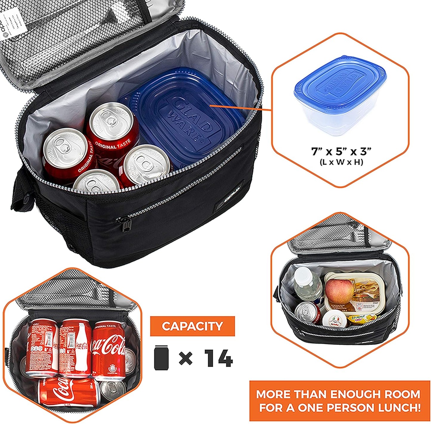 opux Insulated Lunch Box Men Women, Lunch Bag for Work School, Leakproof Soft Cooler Tote Adult, Large Lunch Pail Kids Boys Girls, Picnic Beach Food Bag with Shoulder Strap, Purple Floral