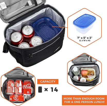 opux Insulated Lunch Box Men Women, Lunch Bag for Work School, Leakproof Soft Cooler Tote Adult, Large Lunch Pail Kids Boys Girls, Picnic Beach Food Bag with Shoulder Strap, Purple Floral