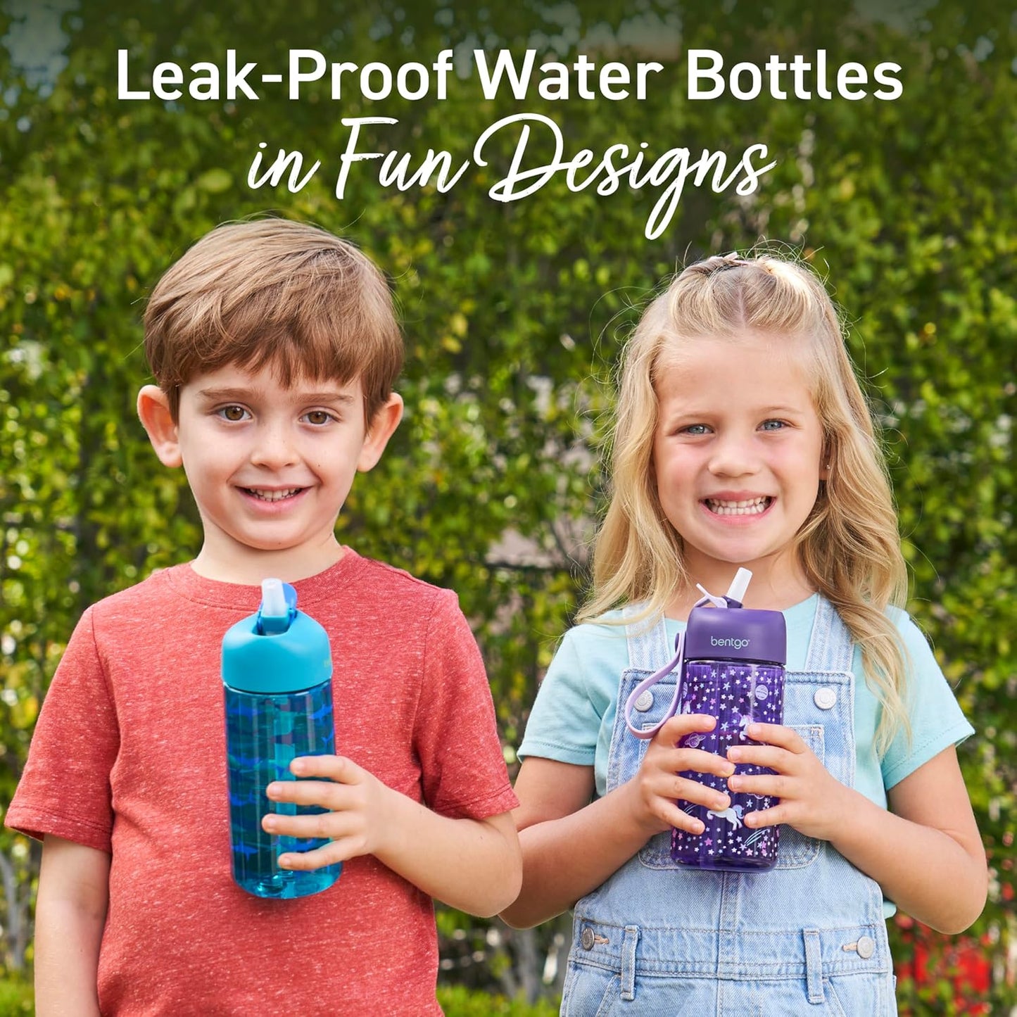 Bentgo Kids Water Bottle - Leak-Proof, Durable Tritan PFAS- & BPA-Free 15 fl oz, Kids/Toddlers Ages 3+ for School & Sports; Bite & Sip Spout, Carrying Handle, Dishwasher Safe (Unicorn)