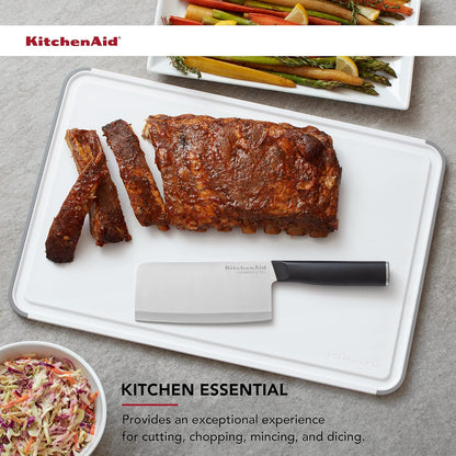 KitchenAid Classic Plastic Cutting Board with Perimeter Trench and Non Slip Edges, Dishwasher Safe, 12 inch x 18 inch, Gray