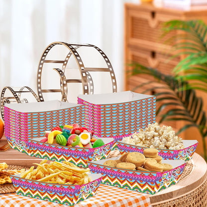 Cinco de Mayo Decorations Party Decorations, 50 Pcs Cinco de Mayo Food Trays, Mexican Fiesta Disposable Serving Plates for Taco Party Fiesta Birthday Supplies