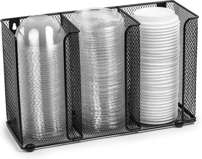 IneVibe Lid Organizer Holder for Plastic Lids and Cups, 3 Compartments