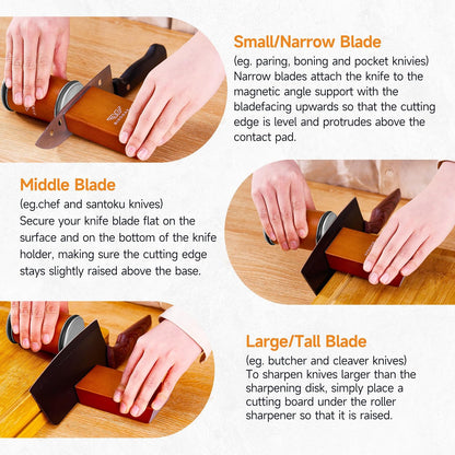 Rolling Knife Sharpener Kit with Diamond & Ceramic Discs (Brown)