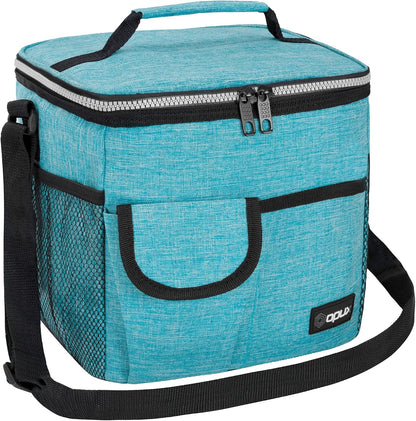 opux Insulated Lunch Bag for Men Women, Leakproof Black Lunch Box for Work, Portable Soft Lunch Cooler Bag with Shoulder Strap, Adult Lunchbox Lunch Pail for Kid Boy Girl School, 14 Can/8L