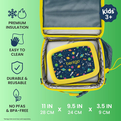 Bentgo Kids Lunch Bag - Durable, Double-Insulated Lunch Bag for Kids 3+; Holds Lunch Box, Water Bottle, & Snacks; Easy-Clean Water-Resistant Fabric & Multiple Zippered Pockets (Mermaid)