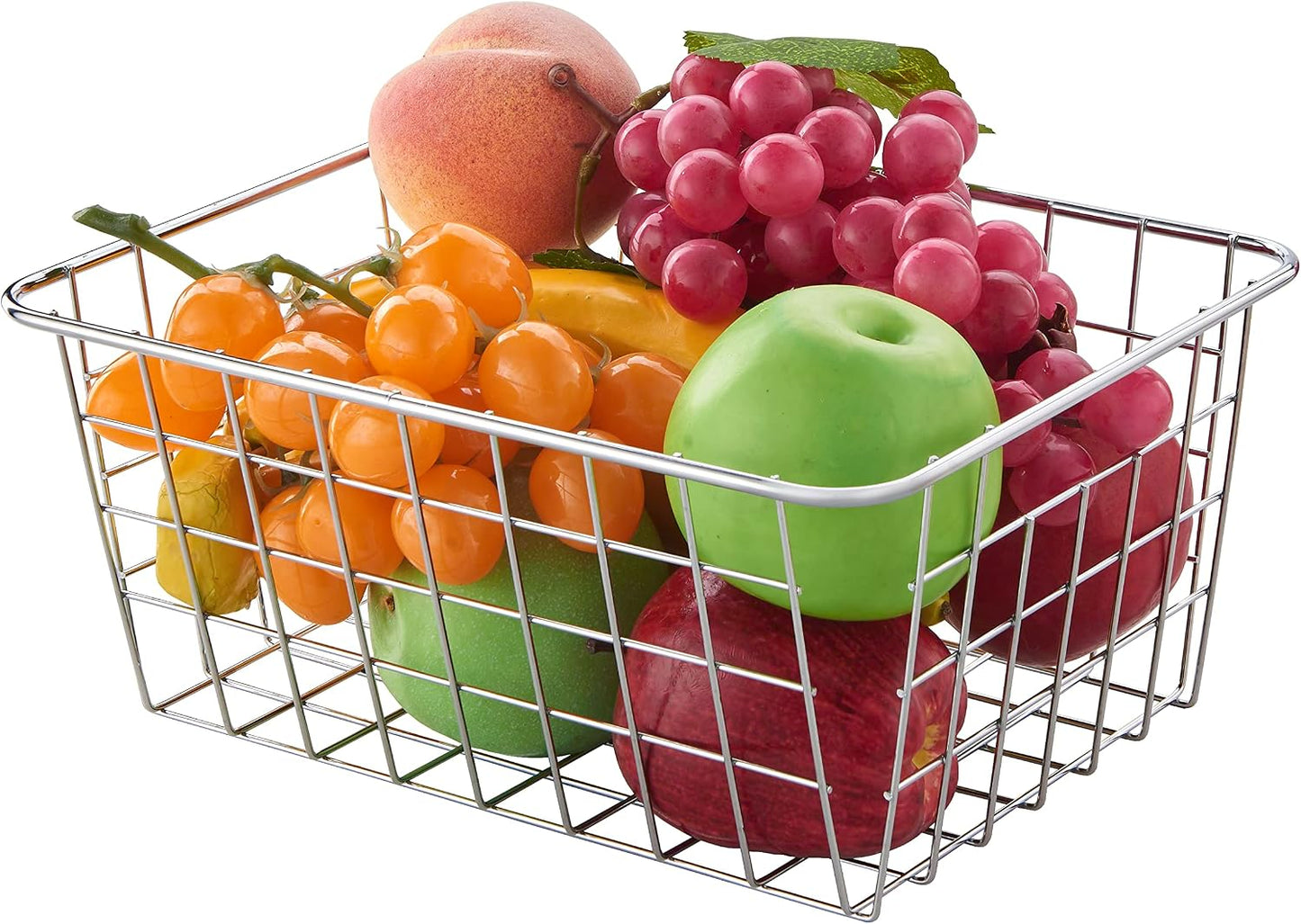 JUNCHU CHERRY Wire Kitchen Storage Basket 3 Packs,Perfect Pantry Organization Accessories Baskets,Laundry Basket,Countertop Organization,Suitable for Kitchen,Bathroom,Bedroom,Tabletop,Stackable,Black