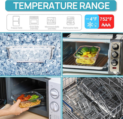 Vtopmart 8 Pack Glass Food Storage Containers with Airtight Lids, Glass Meal Prep Containers, Lunch Office Meal for Microwave, Oven, Freezer and Dishwasher, BPA Free
