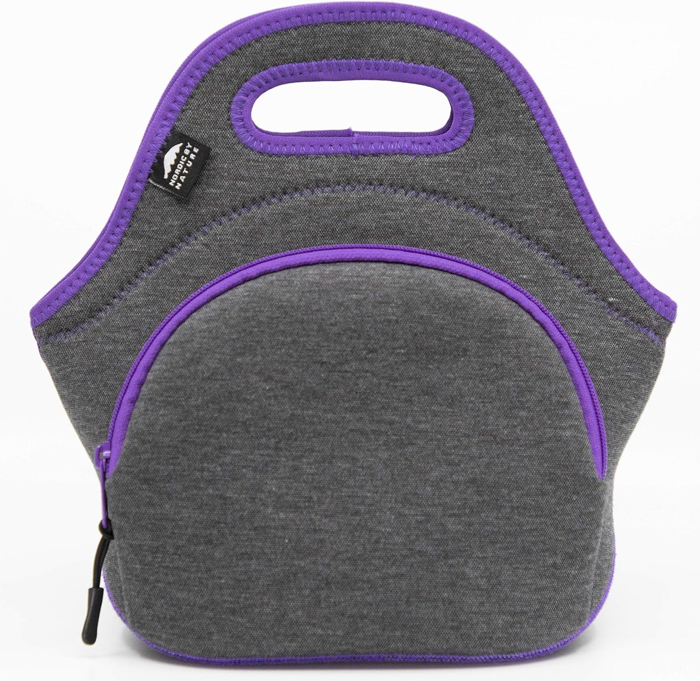 Nordic By Nature Large Neoprene Lunch Bag for Women & Lunch tote for Kids Insulated Lunch bag Reusable Washable Extra Thick Neoprene & Soft Cotton Feel, Premium Stitching, Outside Pocket, (L) Black