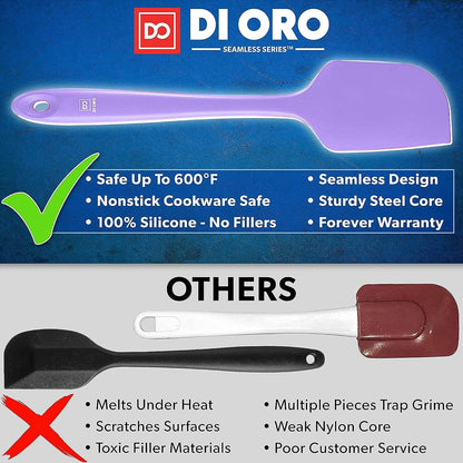 DI ORO Silicone Spatula Set - 600F Heat Resistant, 4-Pc Black