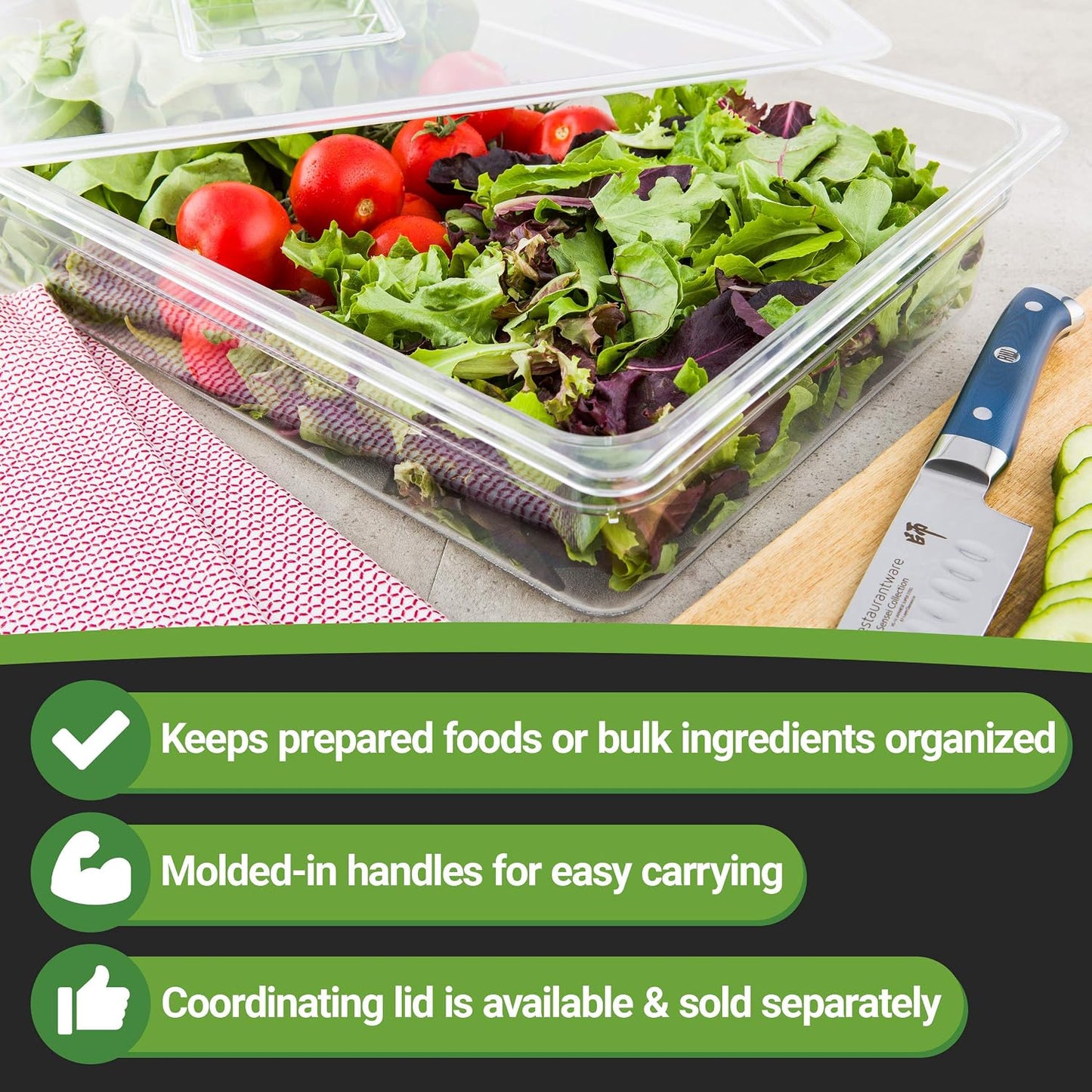 Restaurantware-2.5 Inch Deep Food Pans, 1 1/6 Size Commercial Food Storage Container - Freezable, Break-Resistant, Clear Plastic Cold Pans, Dishwashable, For Kitchens, Restaurants, Or Cafeterias