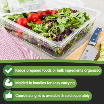 Restaurantware-2.5 Inch Deep Food Pans, 1 1/6 Size Commercial Food Storage Container - Freezable, Break-Resistant, Clear Plastic Cold Pans, Dishwashable, For Kitchens, Restaurants, Or Cafeterias