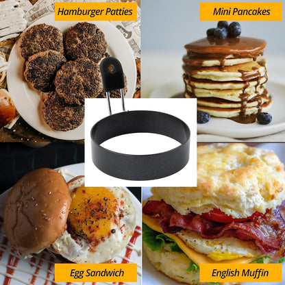 FUNUTTERS Egg Rings, 3.5'', Nonstick, Professional and Large, Stainless Steel Omelet/Egg Rings For Frying Eggs and Egg Mcmuffins, Egg Mold For Breakfast, Mini Pancakes, and Fried Eggs