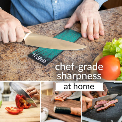 Hutsuls Brown Leather Strop with Compound - Get Razor-Sharp Edges with Stropping Kit, Green Honing Compound & Vegetable Tanned Two Sided Knife Sharpener Step-by-Step Guide Included