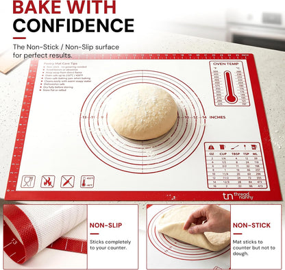 XL Silicone Pastry Mat for Baking Dough Mat, Extra Large 28x20 inches Grey