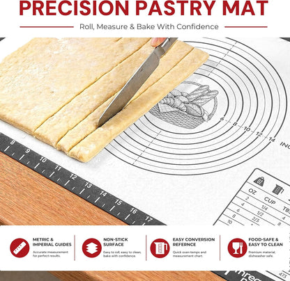XL Silicone Pastry Mat for Baking Dough Mat, Extra Large 28x20 inches Grey