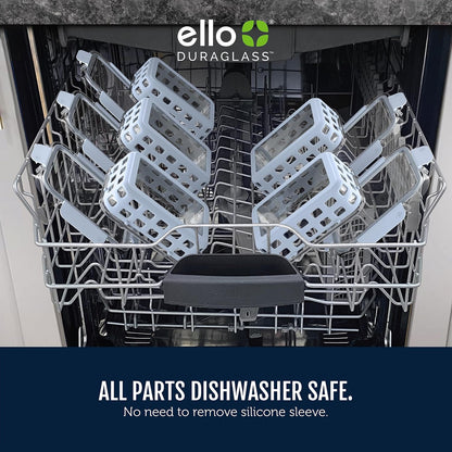 Ello Duraglass 3.4 Cup Meal Prep 10Pc,Set,Glass Food Storage Container with Silicone Sleeve and Airtight BPA-Free Plastic Lids,Dishwasher,Microwave & Freezer Safe,Evening Orchard,5 Count (Pack of 2)