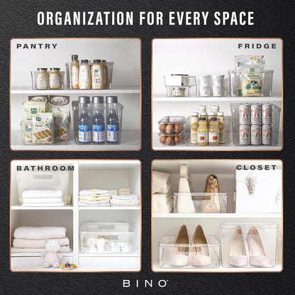 BINO | Plastic Bins, Large - 2 Pack | THE LUCID COLLECTION | Multi-Use| Built-In Handles | BPA-Free | Clear Storage Containers | Fridge Organizer | Pantry & Home Organization