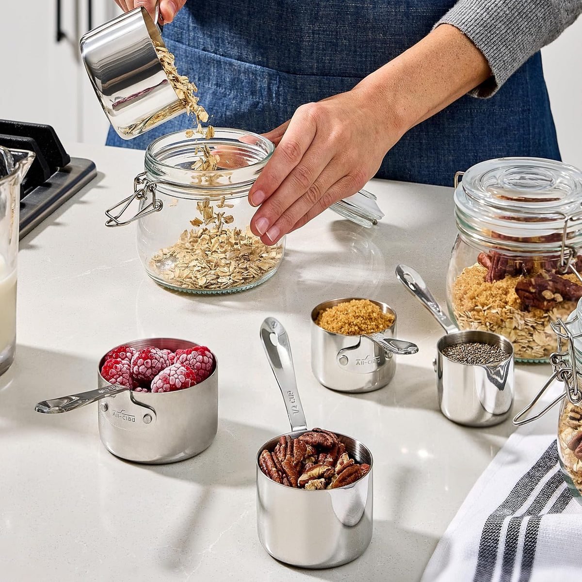 All-Clad Stainless Steel 5-Piece Measuring Cup Set, Kitchen Tools, 5 piece