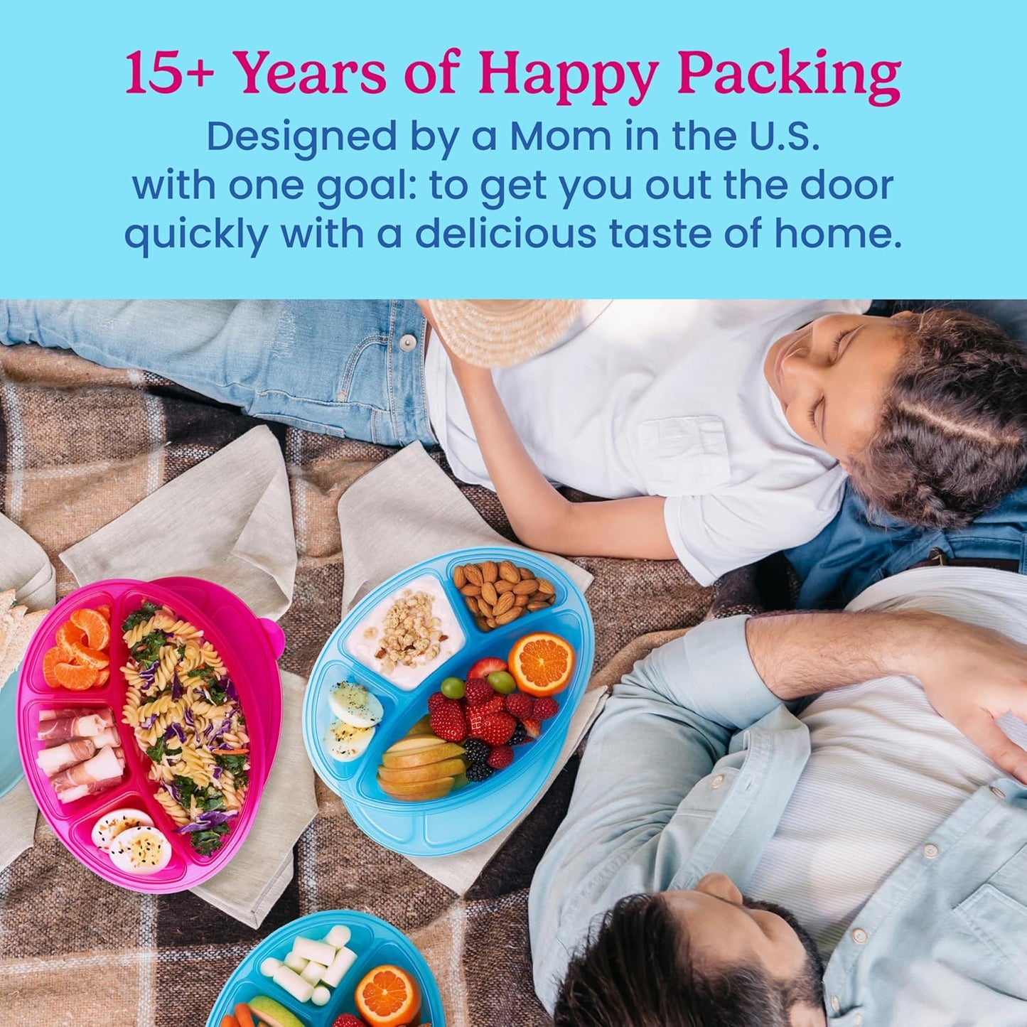 Bentgo Easyboxes 4-Compartment Oval Containers - Patented Design 8-Piece Set; 4 Trays & 4 Fitted Lids Seal in Freshness; Reusable Food Storage & Meal Prep BPA-Free Containers (Jewel Brights)