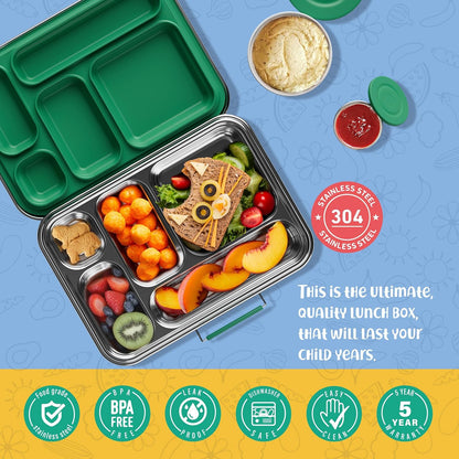 AOHEA Stainless Steel Bento Box Kids, Kids Metal Bento Lunch Box BPA Free Lunch Box Containers 304 Stainless Steel Bento Box for School and Office(Bule)