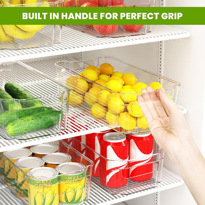 Utopia Home - Fridge & Refrigerator Organizer Bins (8 Pack), Clear Stackable Durable Plastic Storage Containers with Easy Grip Handles for Pantry, Kitchen Cabinets & Countertops (8)