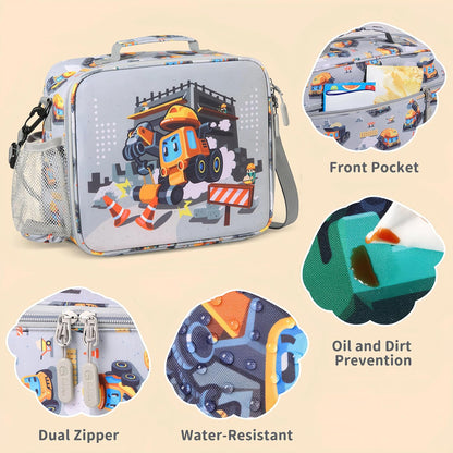 rockpapa Chill Kids Lunch Box Set with Leakproof 5.5 Cups Bento Box, Reusable Ice Pack, 14oz Insulated Water Bottle & Lunch Bag, BPA-Free Microwave Safe for School Boys Girls (Black Games)
