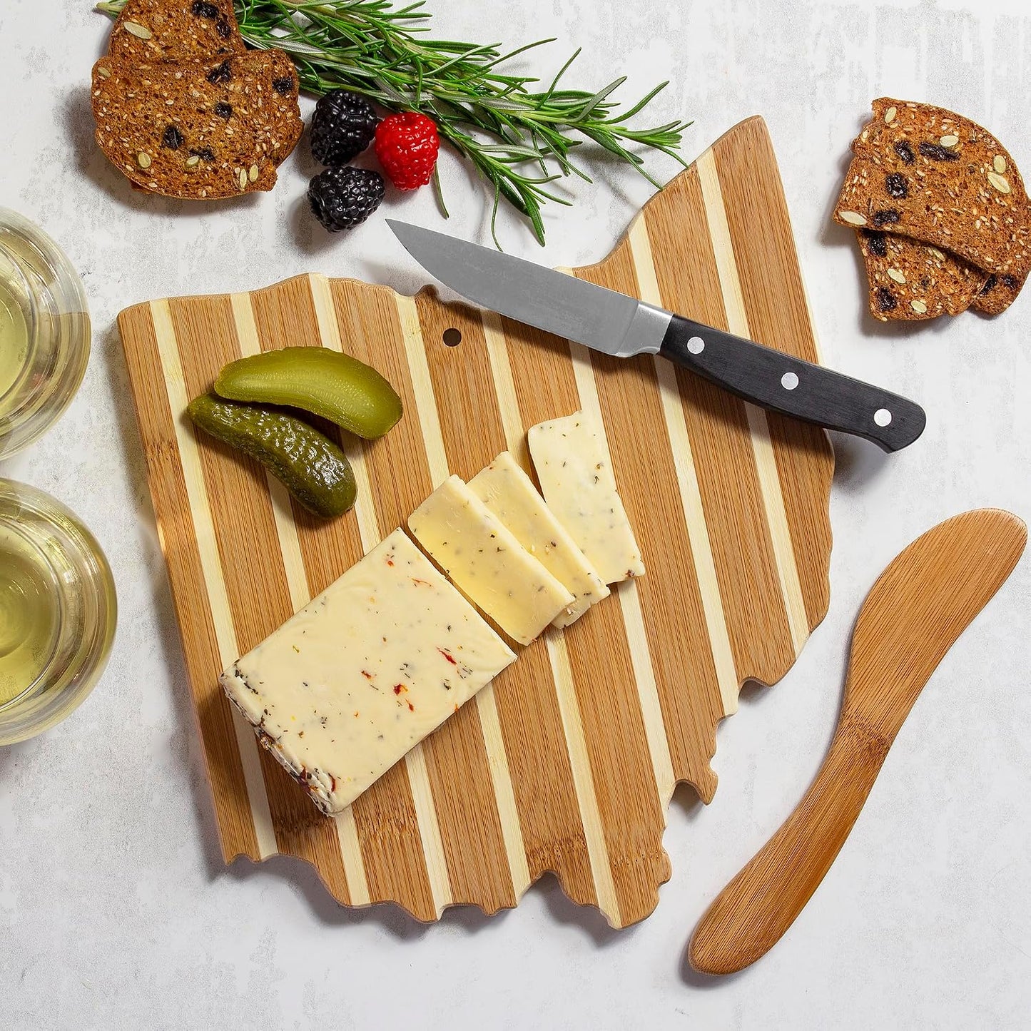 Totally Bamboo California Charcuterie Board with Spreader Knife Gift Set, 11-3/8" x 8-7/8"