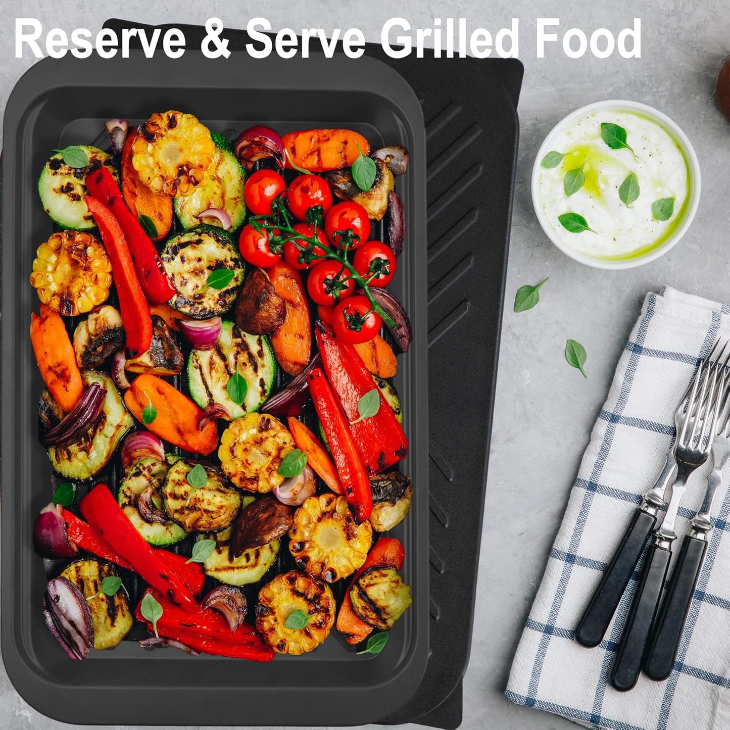 Czlizdyt Deep Grilling Prep and Serve Trays with lid 6-Piece Pack, BBQ Tray for Marinating Raw and Cooked Food, Diswasher Safe Nesting Trays Black in Red
