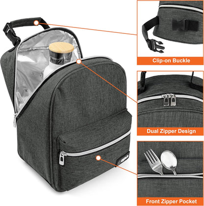 opux Lunch Box for Girls Boys Kids, Insulated Leakproof Lunch Bag, Reusable Teen Lunch Boxes for School, Medium Large lunchbox for Women Men Adult for Work with Front Back Pocket (Purple)