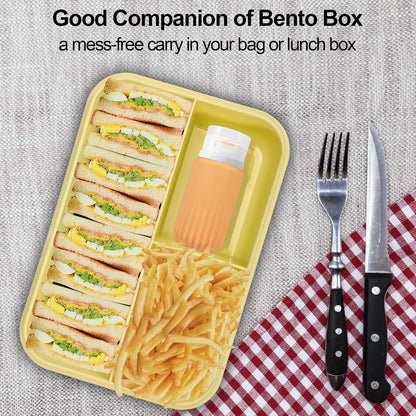 5Pcs Condiment Squeeze Bottles, 2 OZ Salad Dressing Container To Go, BPA-Free Dressing Bottle (with Cleaning Brush & Spice Labels), Leakproof Sauce Containers for Lunch Box, Travel Size Squeeze Bottle