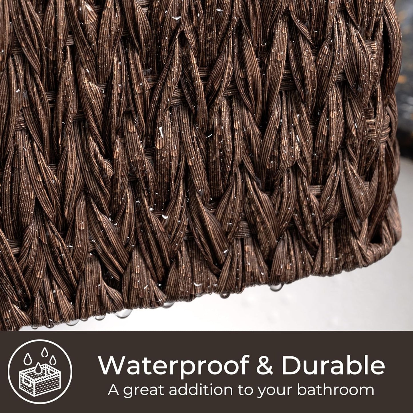GRANNY SAYS Wicker Storage Baskets for Shelves, Trapezoid Woven Basket with Handles, Storage Wicker Baskets for Pantry, Water Hyacinth, 2-Pack