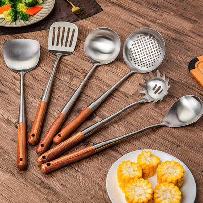 FJNATINH Solid 304 Stainless Steel Skimmer Slotted Spoon Colander Strainer Ladle for Cooking and Frying, Kitchen Utensils Wire Strainer Pasta Strainer Spoon